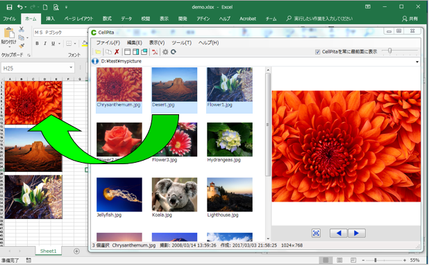 Cellpita エクセルにドラッグ ドロップでセル内に画像をピッタリ貼り付け